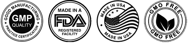 GMP quality certified, FDA registered facility, Made in USA, GMO-Free
